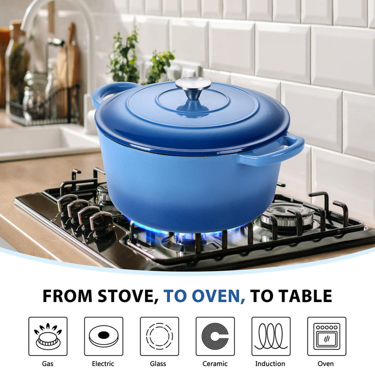 6 Quart Enameled Cast Iron Dutch Oven with Lid