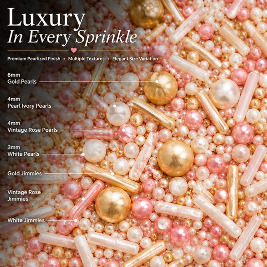 Pink White & Gold Pearl Cake Sprinkles Mix (4.2 Ounce)