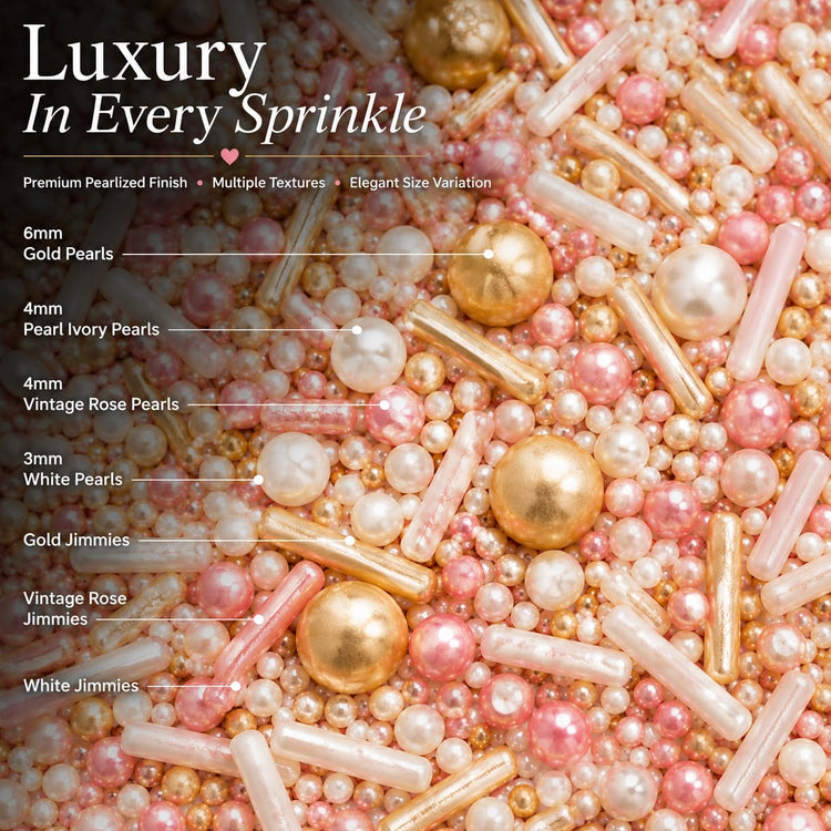Pink White & Gold Pearl Cake Sprinkles Mix (4.2 Ounce)