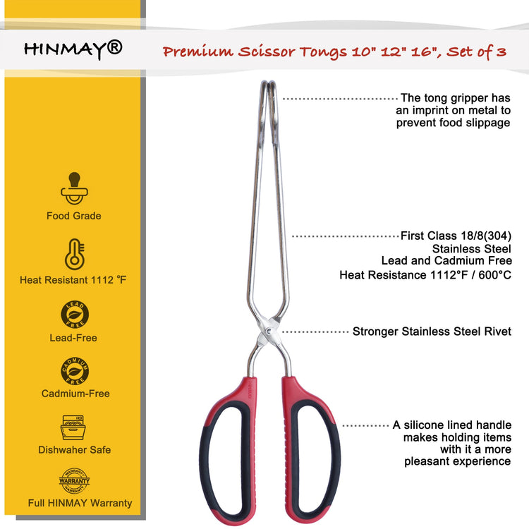 Stainless Steel Kitchen Scissor Tongs Set