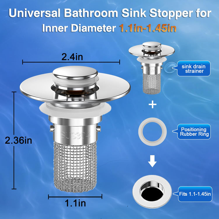 Bathroom Sink Drain Strainer (3 Count)