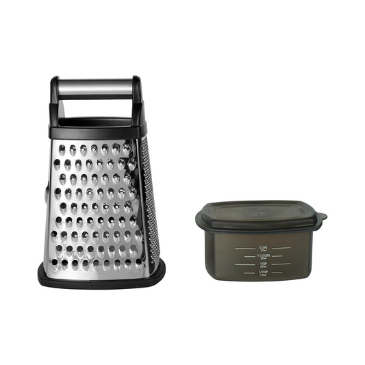 Gourmet Box Grater with Detachable Measuring Container and Lid