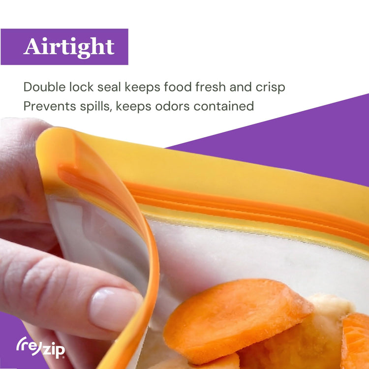 re) zip 3-Piece Stand-Up Reusable Bag Kit | BPA-Free, Food Grade, Leakproof, Freezer and Dishwasher Safe | Quart (1), 2-Cup (1), Snack (1) | Aqua