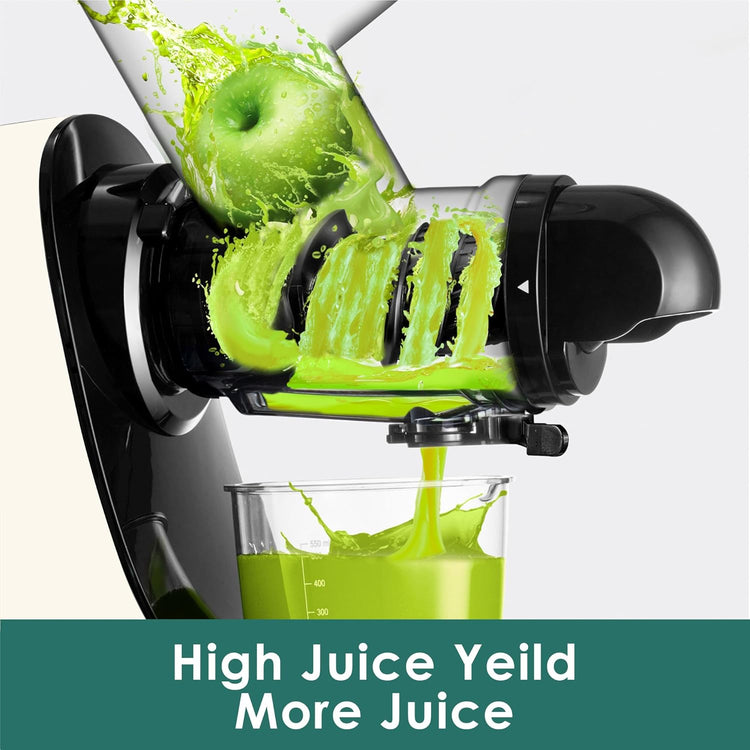 Cold Press Juicer, Masticating Slow Juicer, Fruit and Vegetable Juice Maker, Pressed Squeezer, BPA-Free,200W Quiet Motor with Wide Feeding Chute(Cream White)
