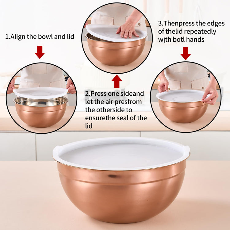 Rose Gold Mixing Bowls with Lids Set of 7