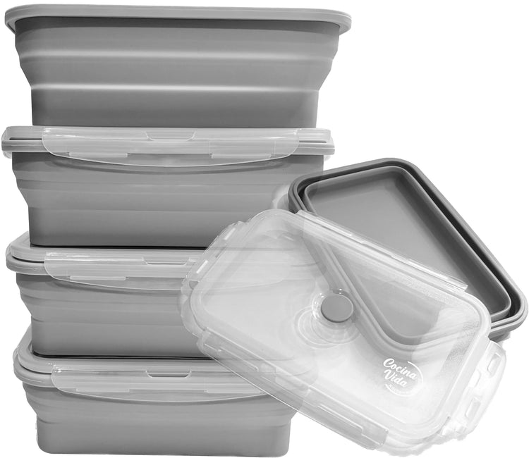 Cocina Vida Collapsible Silicone Food Storage Containers with Airtight Lids (4 Count)