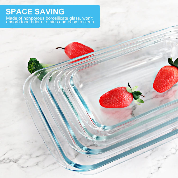 8 Pieces Glass Baking Dish with Lids