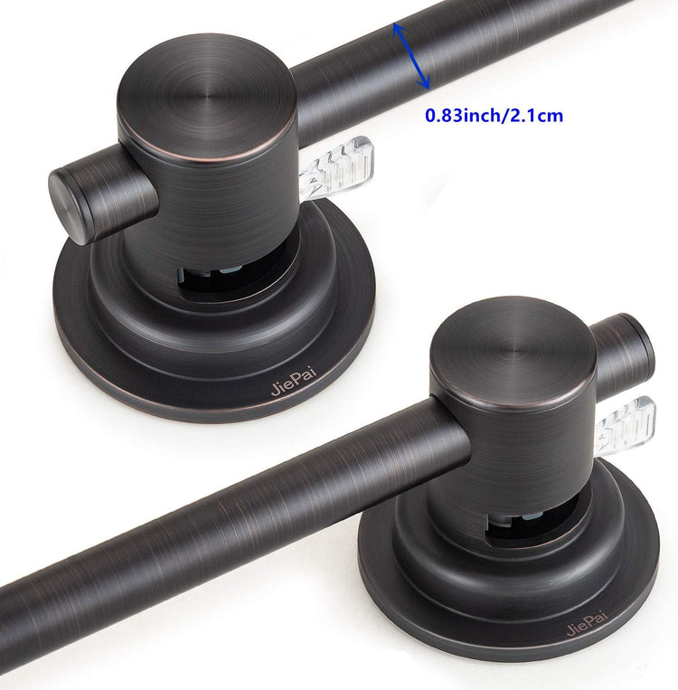 JiePai Suction Cup Towel Bar 24 Inch Oil Rubbed Bronze,Removable Modern Vacuum Suction Towel Holder for Bathroom Door Adhesive Towel Bar Suction Towel Rack Holde