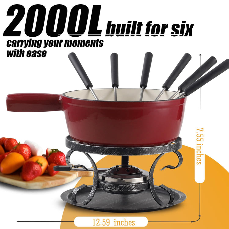 Cast Iron Swiss Fondue Set for 4