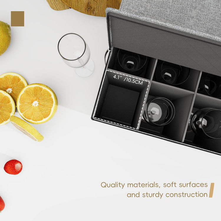 Wine Glass Storage Box with Dividers