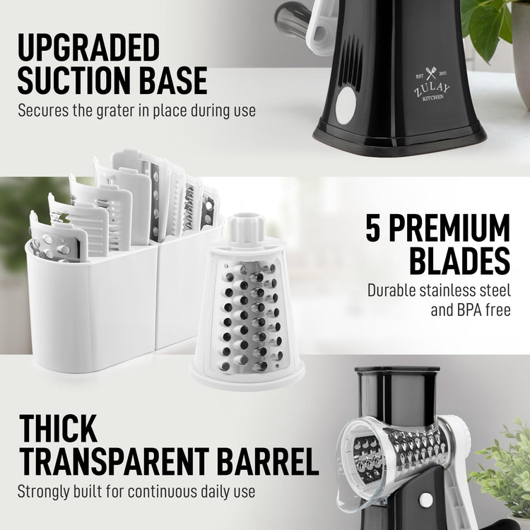 Rotary Cheese Grater 5 Blade Cheese Shredder