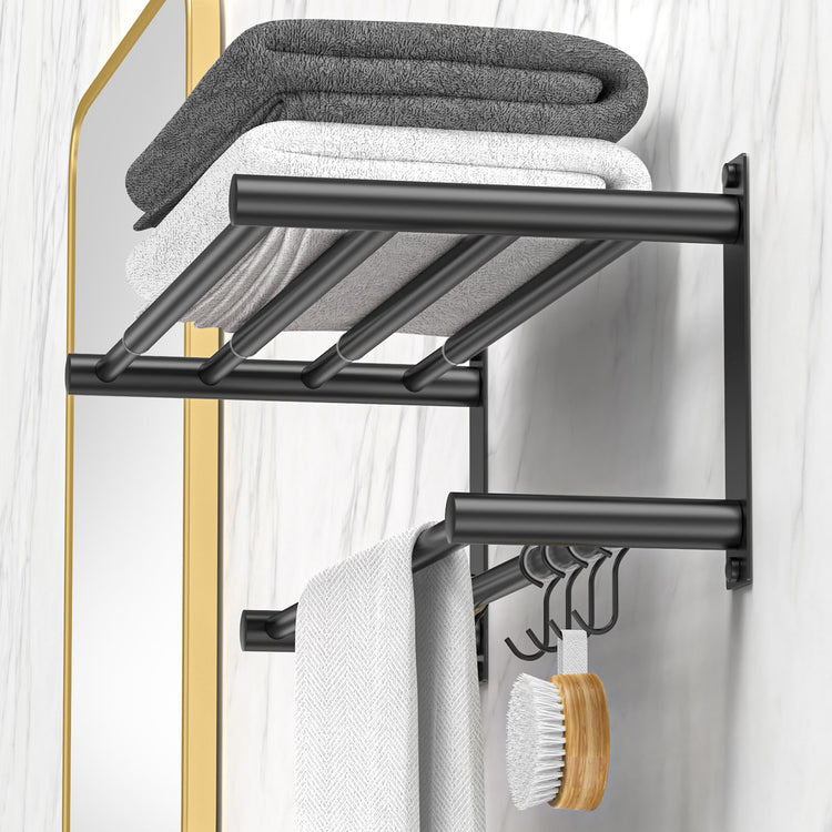 Black Adjustable Black Towel Bar for Bathroom Wall Mount17