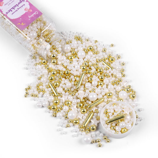 White Deluxe Gold Sprinkles for Cake Decorating 4.23ounce (4.23 Ounce)