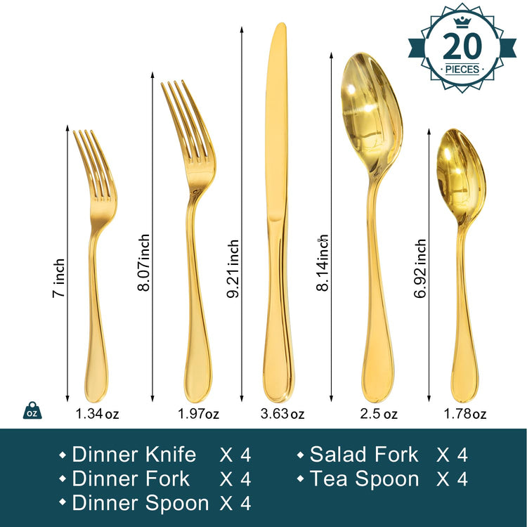 18 10 Stainless Steel Silverware Set for 4 (20 Count)
