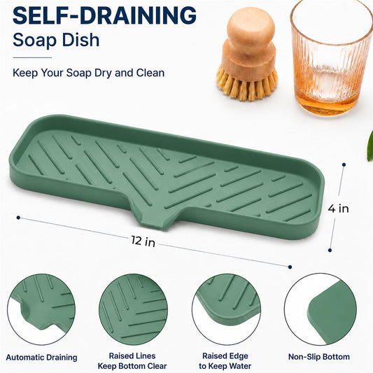 Silicone Soap Dish with Drain Spout