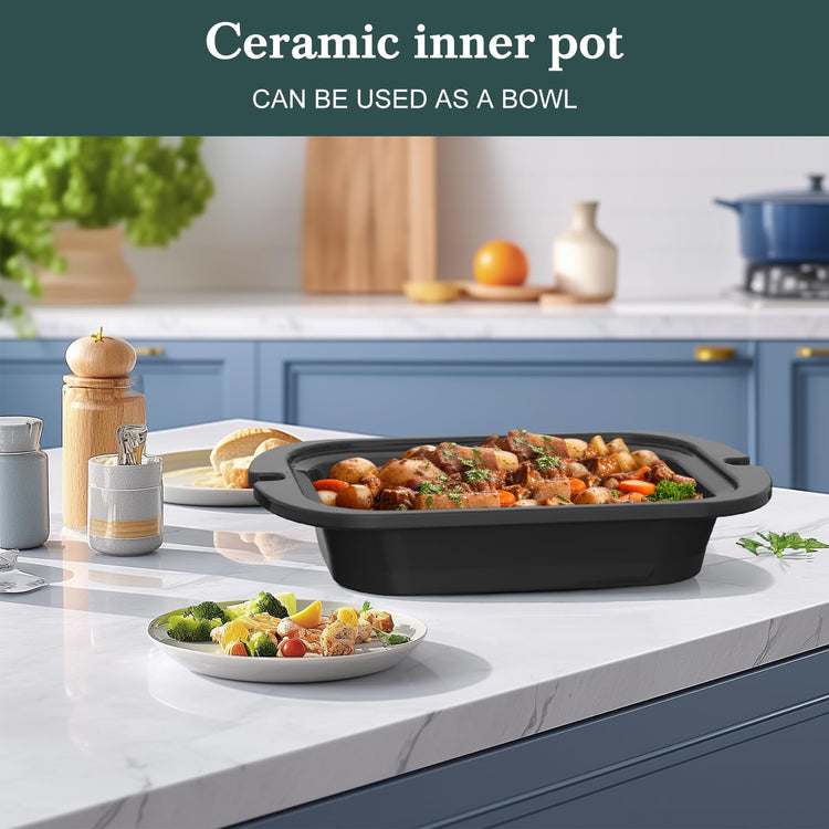 4 Quart Slow Cooker with Casserole Manual Warm Setting
