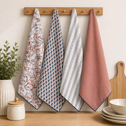Printed Kitchen Dish Bar and Tea Towels Cotton (4 Count)