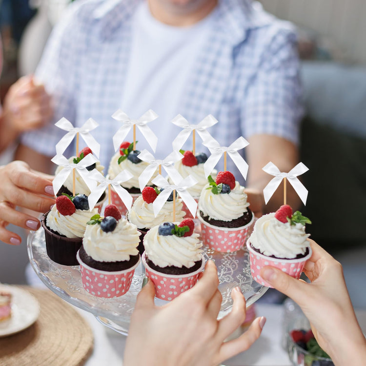 Black Bow Cupcake Toppers (40 Count)