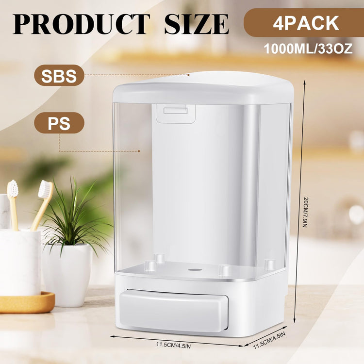 4 Pcs Wall Mounted Soap Dispenser (4 Count)