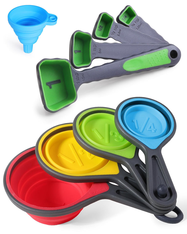 Collapsible Measuring Cups and Spoons Set with Funnel