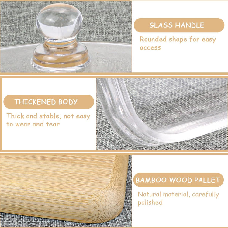 Crystal Clear Glass Butter Dish with Lid Butter Holder Container for Butter