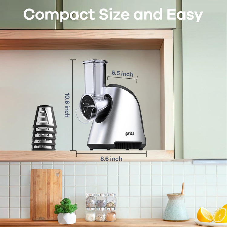 5-in-1 Electric Cheese Grater for Kitchen, Max 250W Cheese Shredder, 5 Changeable Blades Salad Shooter, Slicer Electric for Cheese/Veggies/Salad with an Extra Zester grater