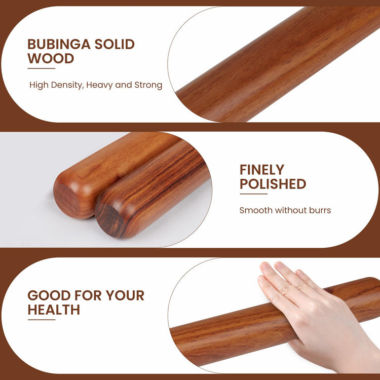 Natural High Density Solid Bubinga Wood French Rolling Pin
