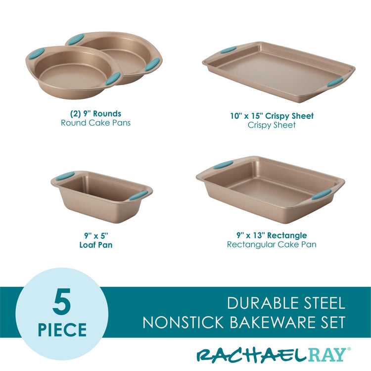 Cucina Bakeware Set Includes Nonstick Bread Baking Cookie Sheet and Cake Pans