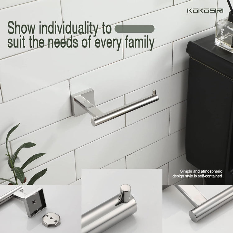 KOKOSIRI Toilet Paper Holder for Bathroom Toilet Roll Holder Hold Mega Rolls Polished Chrome Stainless Steel, 2 Pack, B2005CH-P2