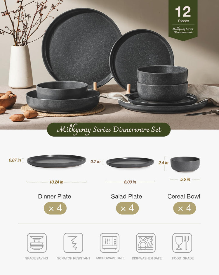 Milkyway 12 Piece Stoneware Dinnerware Set