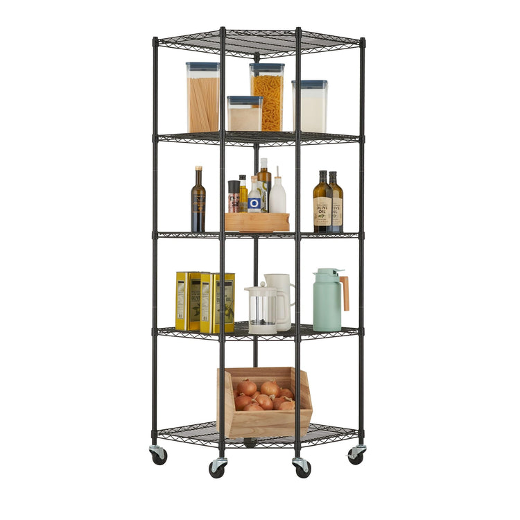 5 Tier Adjustable Wire Shelving with Wheels