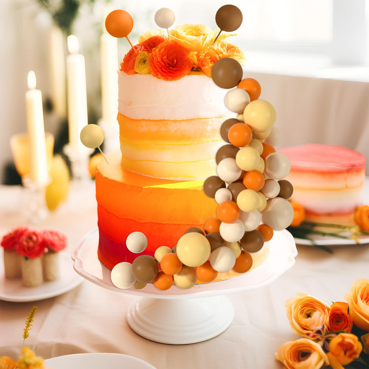 48 Pcs Balls Cake Topper Decorations Balloon Cupcake Toppers Foam Cake Topper Balls Cake Balls Decorations for Birthday Party Wedding Cake Decorating (48 Count)