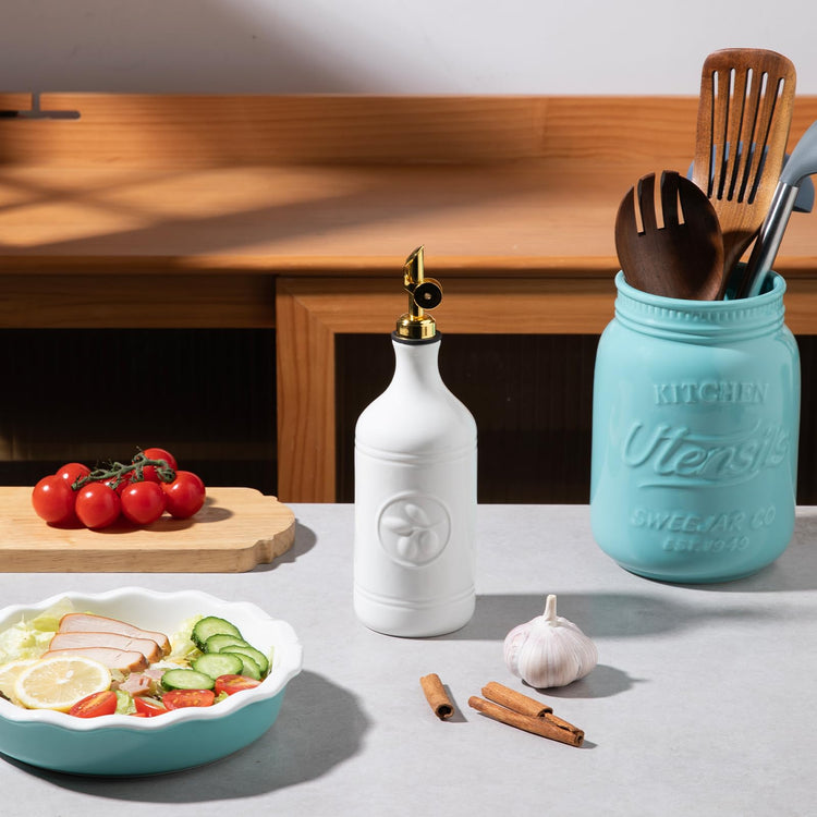 Sweejar 16 Oz Ceramic Olive Oil Dispenser Bottle