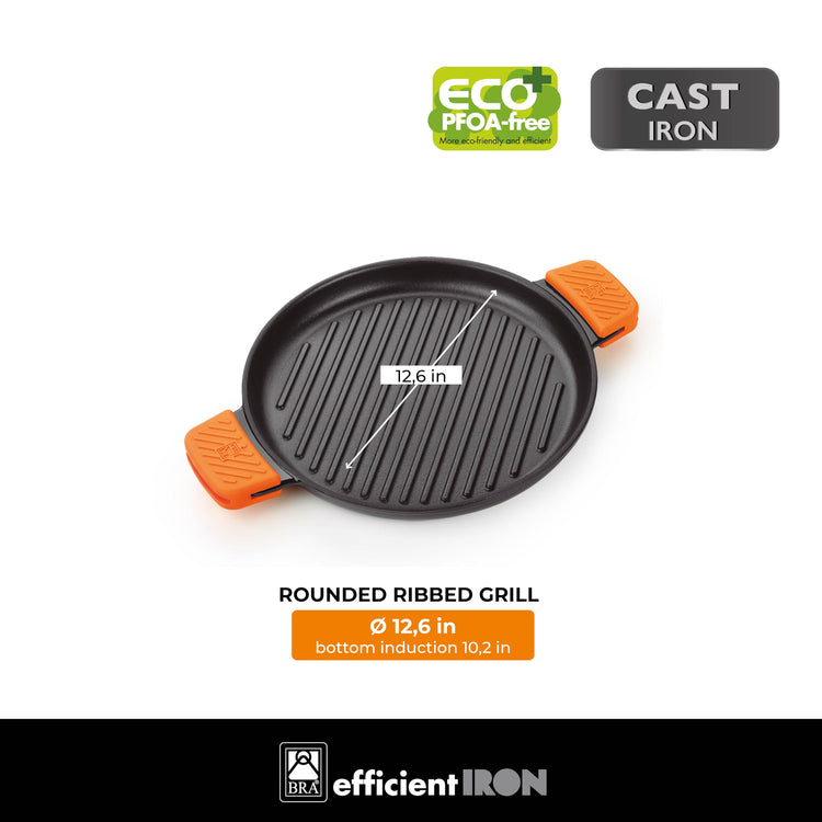 COOKWARE Efficient Iron Round Ribbed Grill (2 Count)