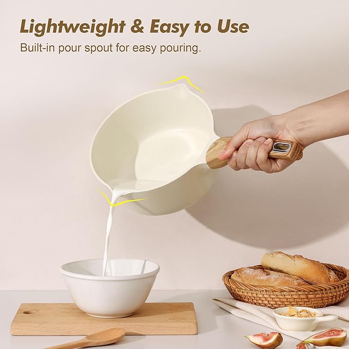 SENSARTE 2.0 & 3.0 Quart Ceramic Sauce Pan Sets with Lid, Cooking Pots Set, Nonstick Saucepan Set with Pour Spout, Small Kitchen Pot, Non toxic Saucepot, Induction Comptable, PFOA PTFE PFAS Free