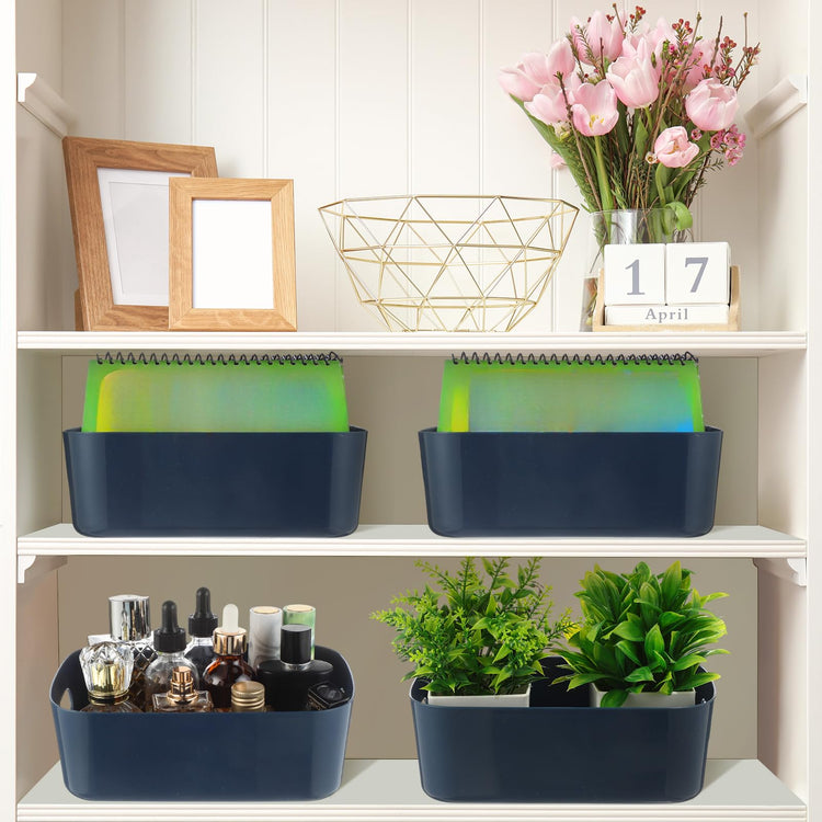 Plastic Storage Bins 10 Pcs Blue Pantry Organizer Bins Small Baskets Storage Containers for Home Kitchen (10 Count)
