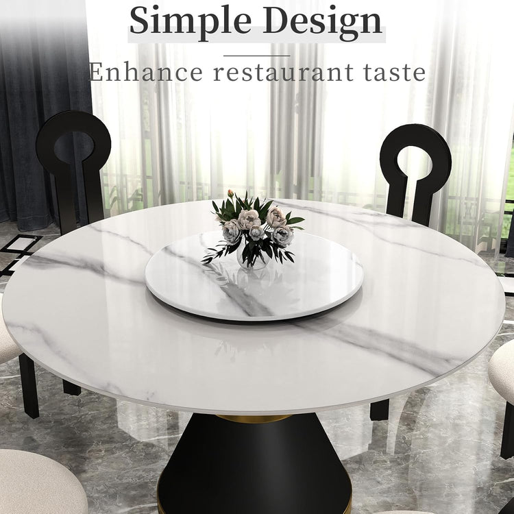 23.6" Lazy Susan for Table Top Sintered Stone Rotating Serving Tray for Dining Table, Kitchen Lazy Susan Organizer Spinning Rotating Food Server Party Centerpieces