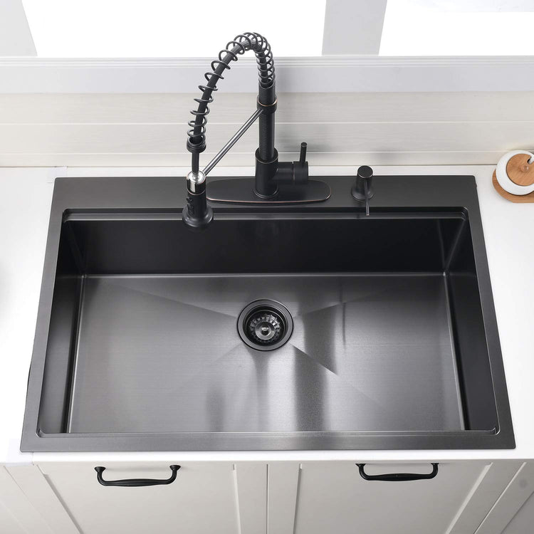 33 Inch Black Drop In Kitchen Sink