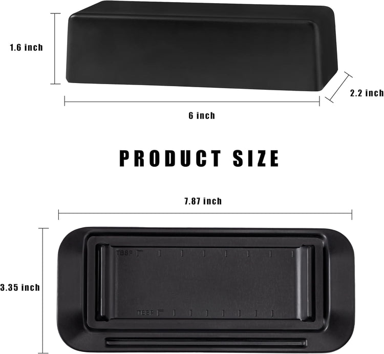 Butter Dish with Lid for Countertop, Butter Dish with Knife, Butter Keeper for Kitchen or Fridge, Bamboo Fiber Butter Tray, Butter Holder for 1 Stick Butter, BPA-free, Dishwasher Safe(Black)