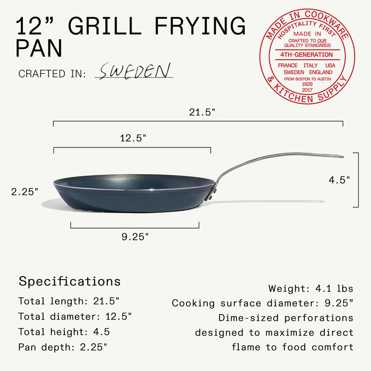 Cookware 12" Seasoned Carbon Steel Grill Frying Pan