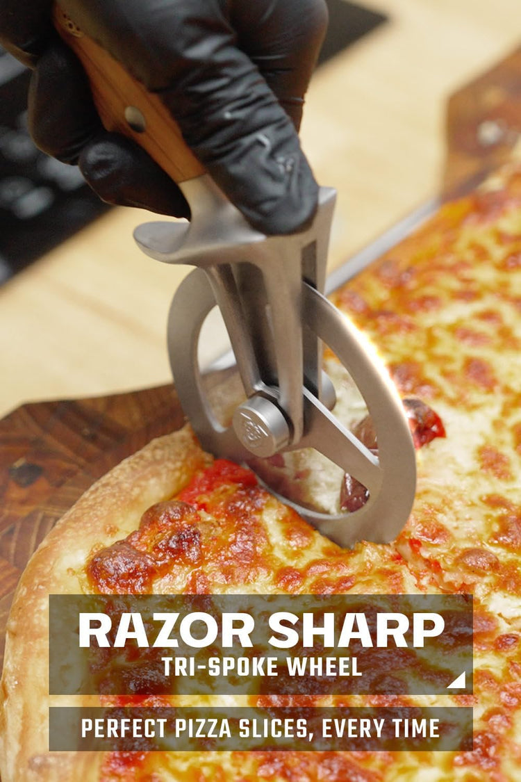 Dalstrong Pizza Wheel Cutter - Olive Wood Handle - The Orbit Razor Unique Pizza Wheel & Cutter -High-Carbon Heavy-Duty Stainless Steel - Razor Sharp - Thumb Guard Protection & Blade Cover