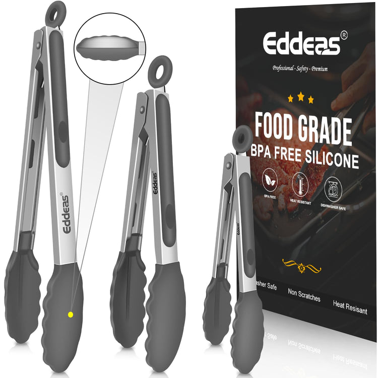 Kitchen Tongs Up To 600°F Silicone Tongs for Cooking 7 (3 Count)