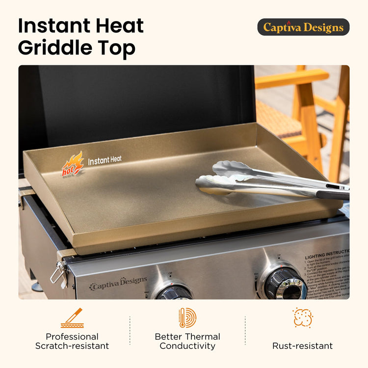 17 Inch 2 Burner Portable Propane Gas Griddle Grill