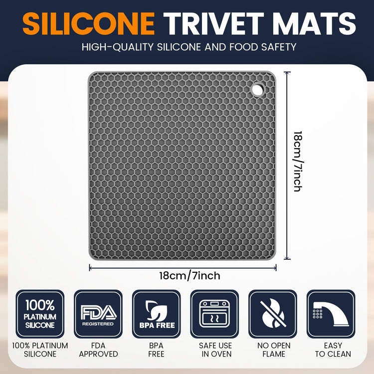 Silicone Trivet Mats 4 Heat Resistant Pot Holders Multipurpose Non (4 Count)
