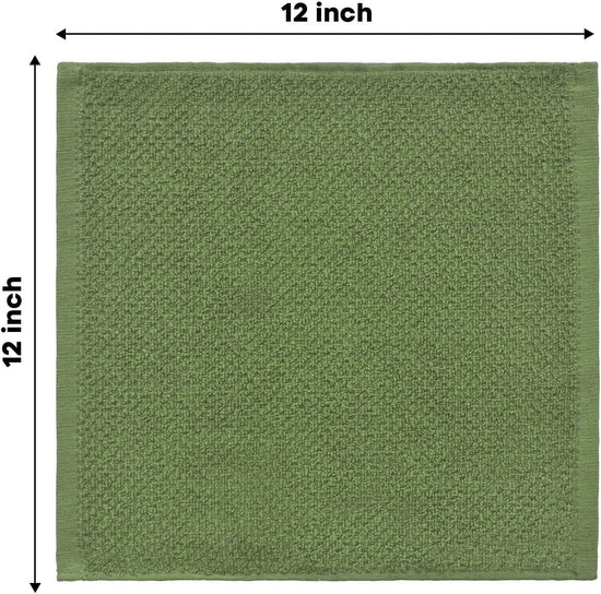 Artoid Mode Ring Spun Cotton Green Dishcloth Kitchen Towels, 12x12 Inch Ultra Soft Absorbent Quick Drying Household Cleaning Kitchen Rags Set of 6 - Nestoria