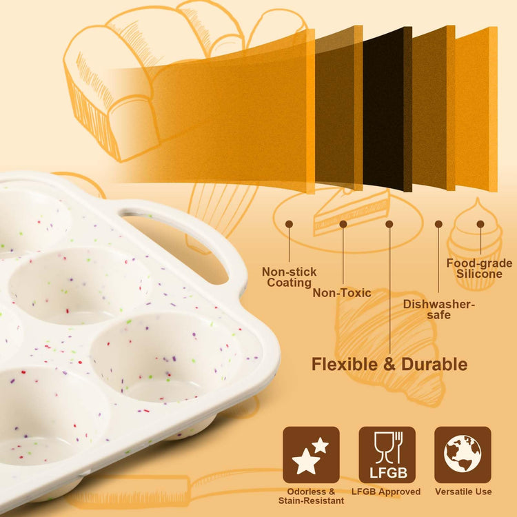 2 Silicone Muffin Pans for Baking with 200 Mini Cupcake Liners (2 Count)