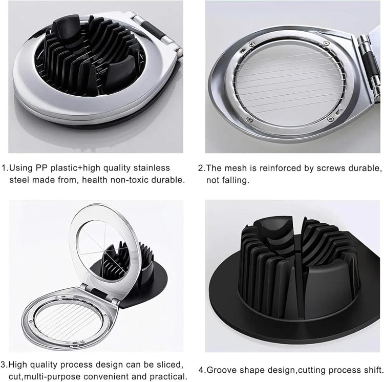 Egg Slicer, BIBURY Egg Slicer for Hard Boiled Eggs, Heavy Duty Egg Cutter for Egg Strawberry Mushroom Soft Fruit, Stainless Steel Wire with 3 Slicing Styles, Easy to Clean