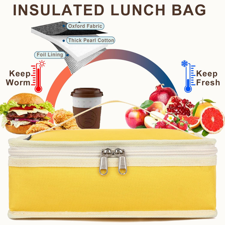 Small Insulated Lunch box Portable Soft Bag Mini Cooler Thermal Meal Tote Kit with Handle for Work & School