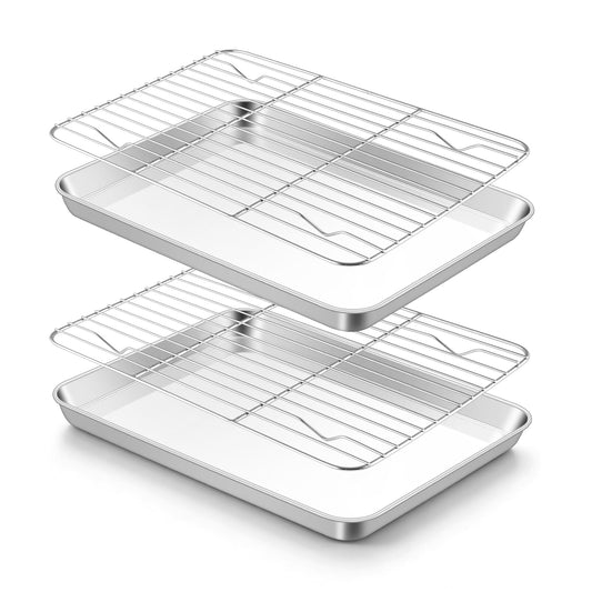 Stainless Steel Toaster Oven Pan with Rack Set