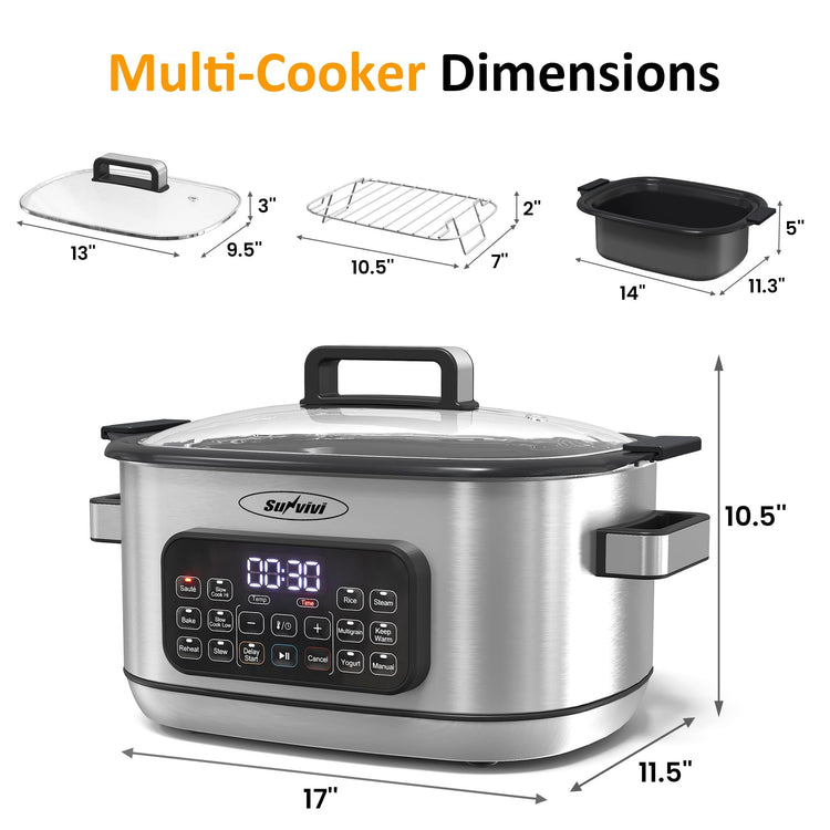 12-in-1 Programmable Slow Cooker 6.5QT with Timer & Keep Warm